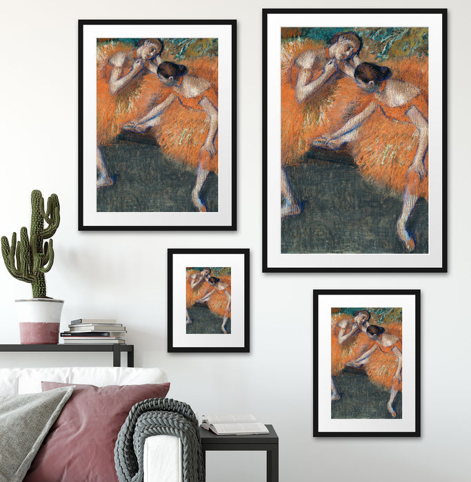 Edgar Degas - Zwei Tänzerinnen  Passepartout Wohnzimmer Rechteckig