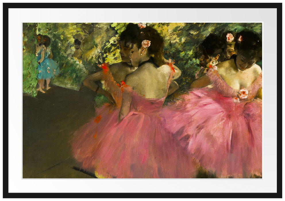 Edgar Degas - Die pinken Tänzerinnen vor dem Ballet  Passepartout Rechteckig 100
