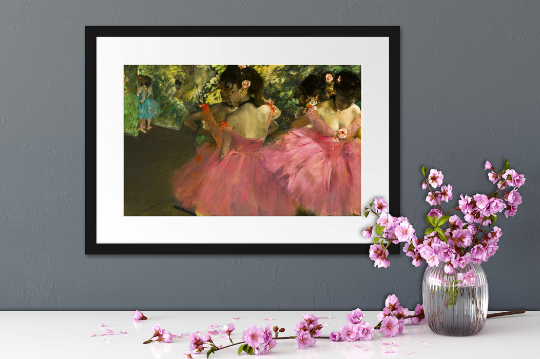 Edgar Degas - Die pinken Tänzerinnen vor dem Ballet  Passepartout Dateil Rechteckig