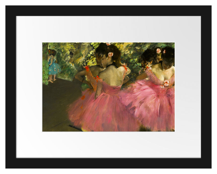 Pixxprint Edgar Degas - Die pinken Tänzerinnen vor dem Ballet , im Galerie-Passepartout Bilderrahmen