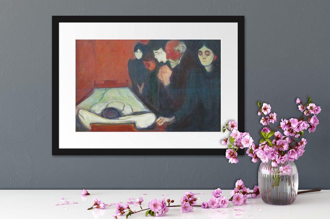 Edvard Munch - Am Totenbett Passepartout Dateil Rechteckig