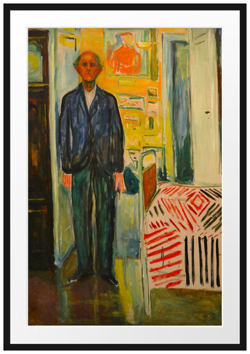 Edvard Munch - Selbstbildnis zwischen Uhr und Bett  Passepartout Rechteckig 100