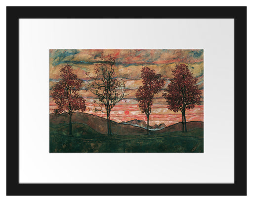 Egon Schiele - Vier Bäume Passepartout Rechteckig 30