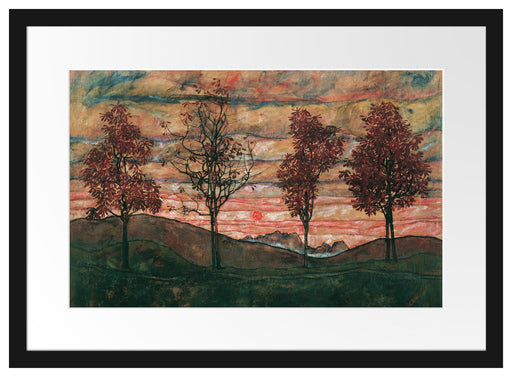 Egon Schiele - Vier Bäume Passepartout Rechteckig 40