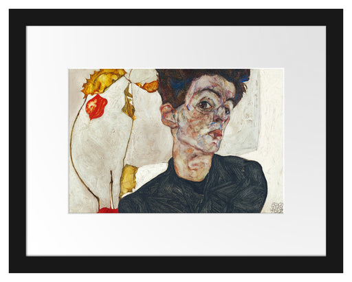 Egon Schiele - Selbstportrait mit Physalis Passepartout Rechteckig 30