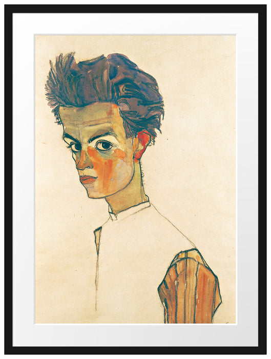Egon Schiele - Selbstportrait  Passepartout Rechteckig 80