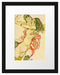 Egon Schiele - Zwei sich umarmende Frauen  Passepartout Rechteckig 30