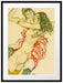 Egon Schiele - Zwei sich umarmende Frauen  Passepartout Rechteckig 80