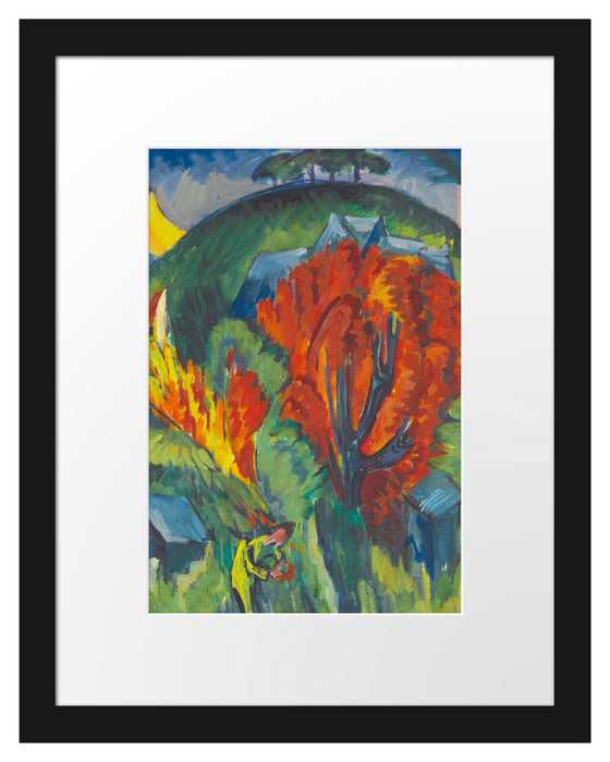 Pixxprint Ernst Ludwig Kirchner - GALGENBERG IN JENA , im Galerie-Passepartout Bilderrahmen