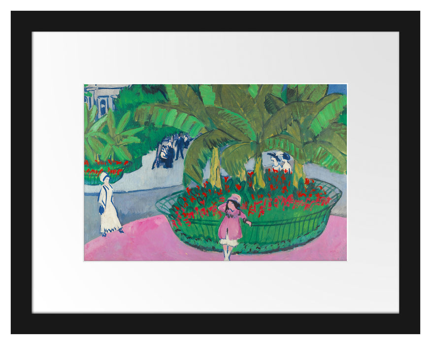 Pixxprint Ernst Ludwig Kirchner - DAS BOSKETT: ALBERTPLATZ IN DRESDEN , im Galerie-Passepartout Bilderrahmen