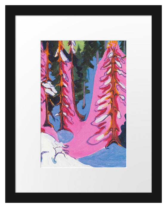 Pixxprint Ernst Ludwig Kirchner - Am Waldrand , im Galerie-Passepartout Bilderrahmen