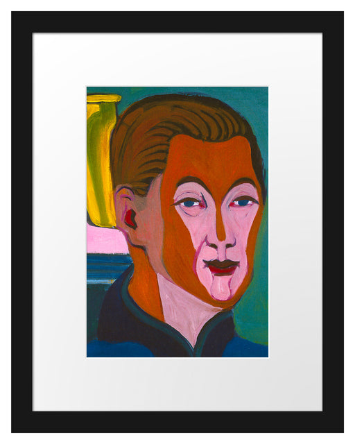 Ernst Ludwig Kirchner - Kopf des Malers Selbstbildnis Passepartout Rechteckig 30