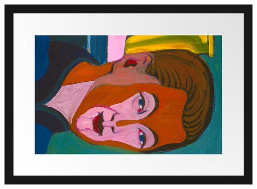 Ernst Ludwig Kirchner - Kopf des Malers Selbstbildnis Passepartout Rechteckig 40