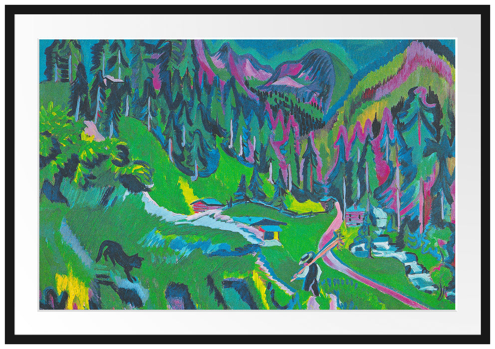 Ernst Ludwig Kirchner - Landschaft Sertigal Passepartout Rechteckig 100