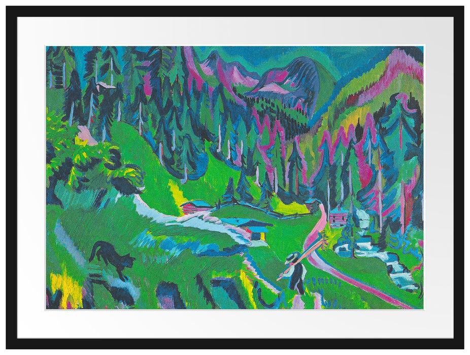 Ernst Ludwig Kirchner - Landschaft Sertigal Passepartout Rechteckig 80