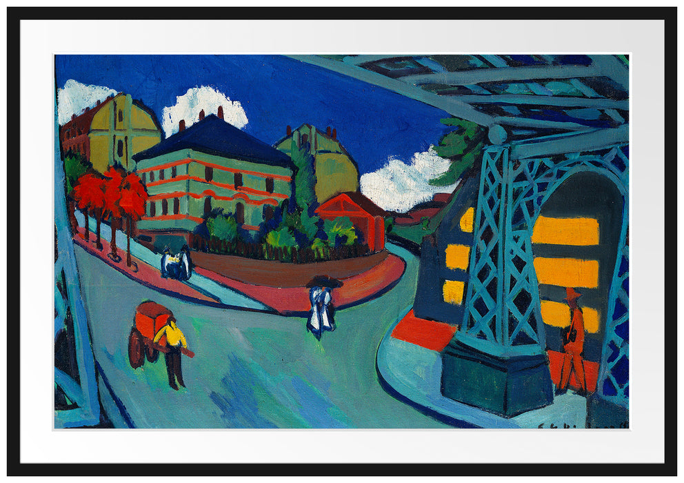 Ernst Ludwig Kirchner - Eisenbahnüberführung Löbtauer Passepartout Rechteckig 100