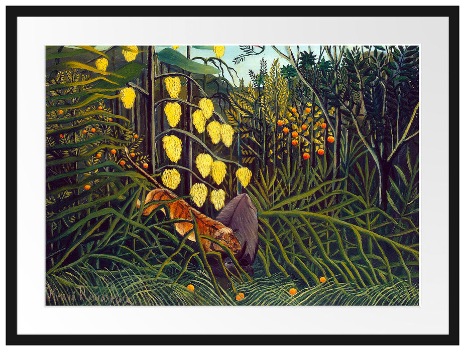 Henri Rousseau - Kampf zwischen Tiger und Büffel Passepartout Rechteckig 80