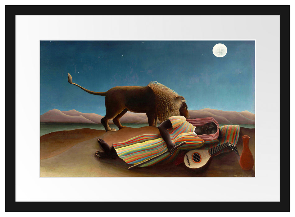 Henri Rousseau - Schlafende Zigeunerin  Passepartout Rechteckig 40