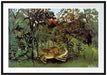 Henri Rousseau - Hungriger Löwe Passepartout Rechteckig 100