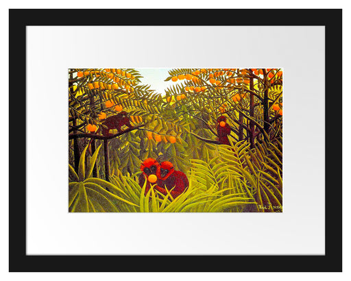 Henri Rousseau - Affen in den Orangen-Bäumen Passepartout Rechteckig 30