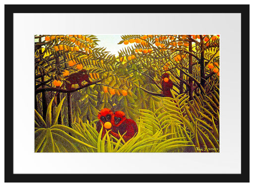 Henri Rousseau - Affen in den Orangen-Bäumen Passepartout Rechteckig 40