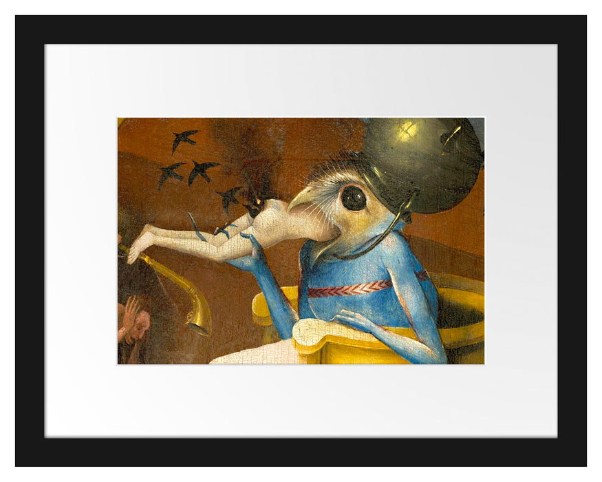 Pixxprint Hieronymus Bosch - Ausschnitt aus Garten der Lüste I, im Galerie-Passepartout Bilderrahmen