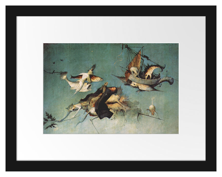 Pixxprint Hieronymus Bosch - Ausschnitt aus Garten der Lüste II, im Galerie-Passepartout Bilderrahmen