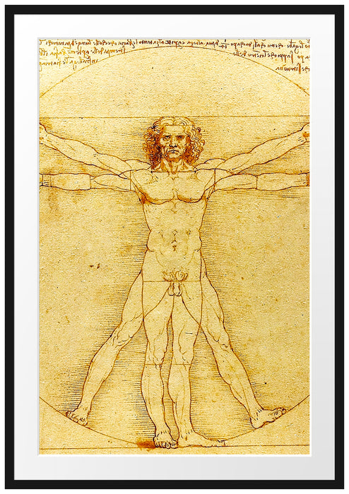 Leonardo da Vinci - Vitruvianischer Mensch Passepartout Rechteckig 100