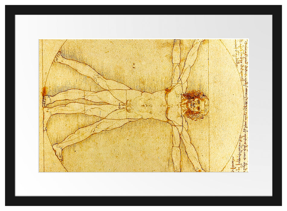 Leonardo da Vinci - Vitruvianischer Mensch Passepartout Rechteckig 40
