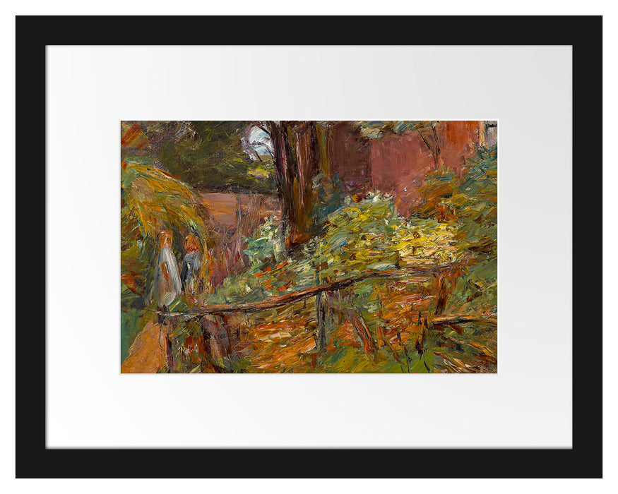 Pixxprint Max Liebermann - Garten mit zwei Kindern, im Galerie-Passepartout Bilderrahmen