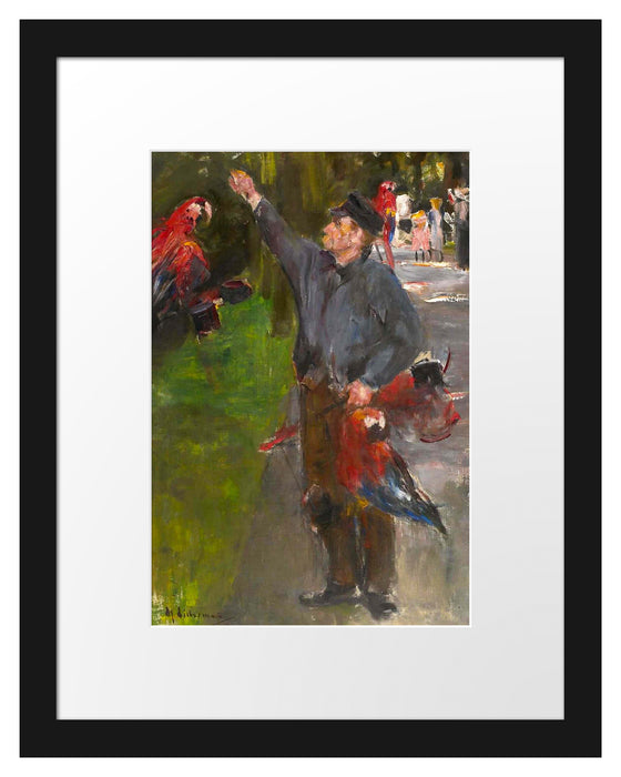 Pixxprint Max Liebermann - Papageienmann, im Galerie-Passepartout Bilderrahmen