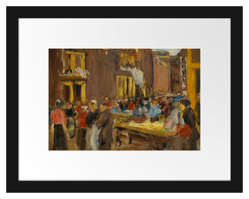 Pixxprint Max Liebermann - Judengasse in Amsterdam, im Galerie-Passepartout Bilderrahmen