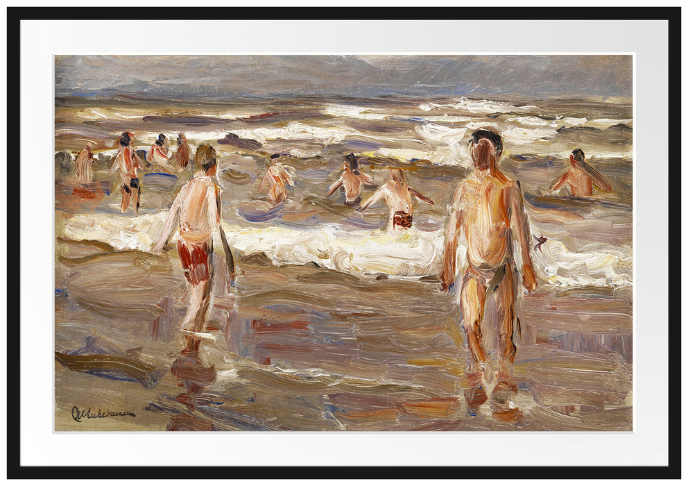 Max Liebermann - Badende Knaben im Meer Passepartout Rechteckig 100