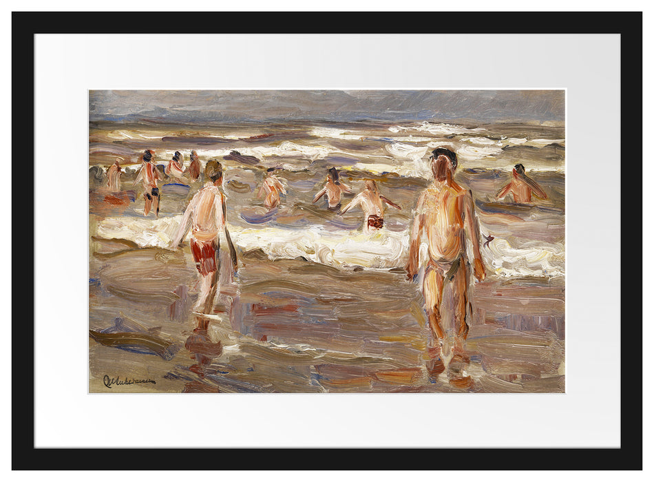 Max Liebermann - Badende Knaben im Meer Passepartout Rechteckig 40