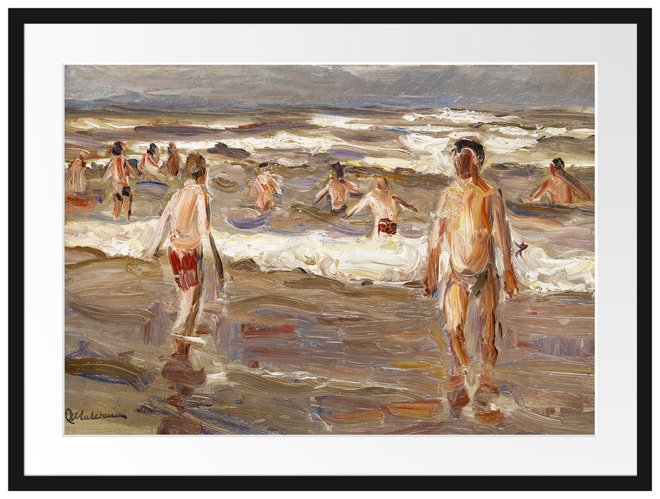 Max Liebermann - Badende Knaben im Meer Passepartout Rechteckig 80