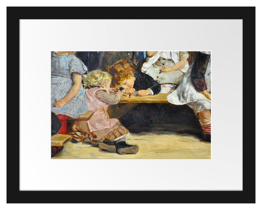 Pixxprint Max Liebermann - Kleinkinderschule in Amsterdam , im Galerie-Passepartout Bilderrahmen