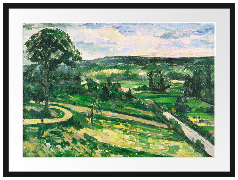 Paul Cézanne - Der Baum an der Kurve  Passepartout Rechteckig 80