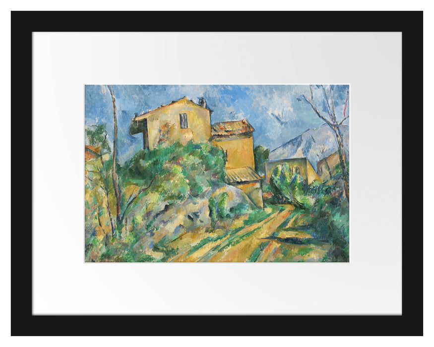 Pixxprint Paul Cézanne - Das Haus Maria am Weg zum Château Noir, im Galerie-Passepartout Bilderrahmen
