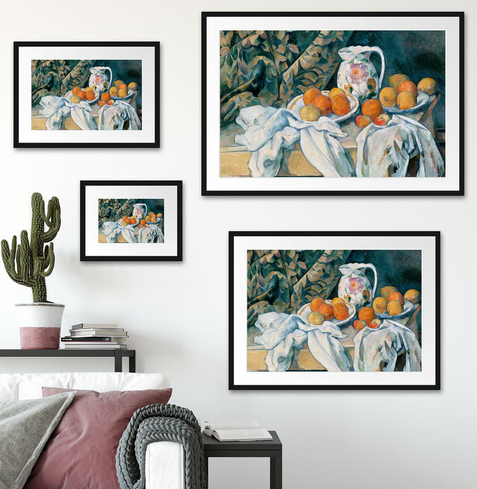 Paul Cézanne - Stillleben mit Vorhang Passepartout Wohnzimmer Rechteckig