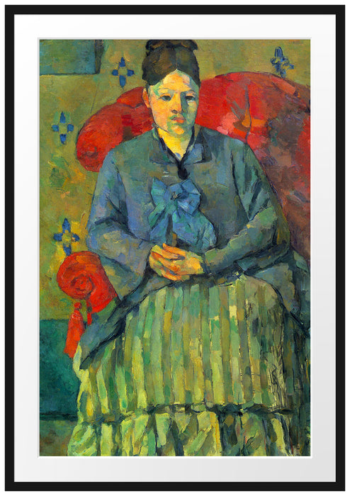 Paul Cézanne - Porträt der Mme Cézanne in rotem Lehnst Passepartout Rechteckig 100