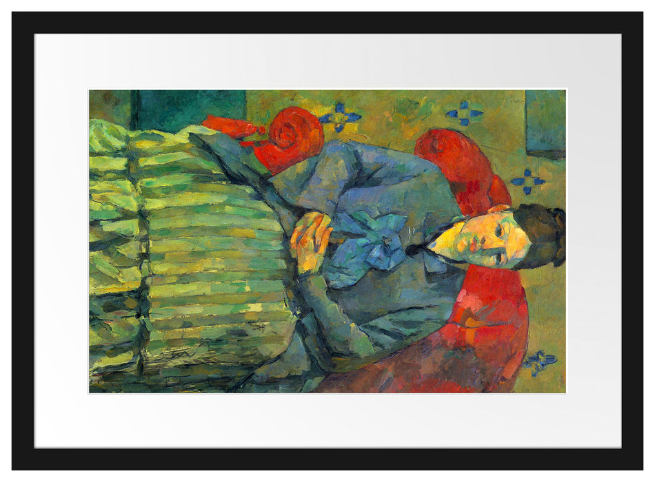 Paul Cézanne - Porträt der Mme Cézanne in rotem Lehnst Passepartout Rechteckig 40