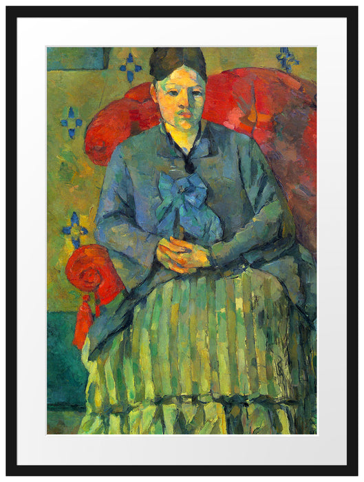 Paul Cézanne - Porträt der Mme Cézanne in rotem Lehnst Passepartout Rechteckig 80