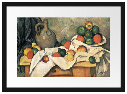 Paul Cézanne - Stillleben mit Vorhang Krug und Obstsc Passepartout Rechteckig 40