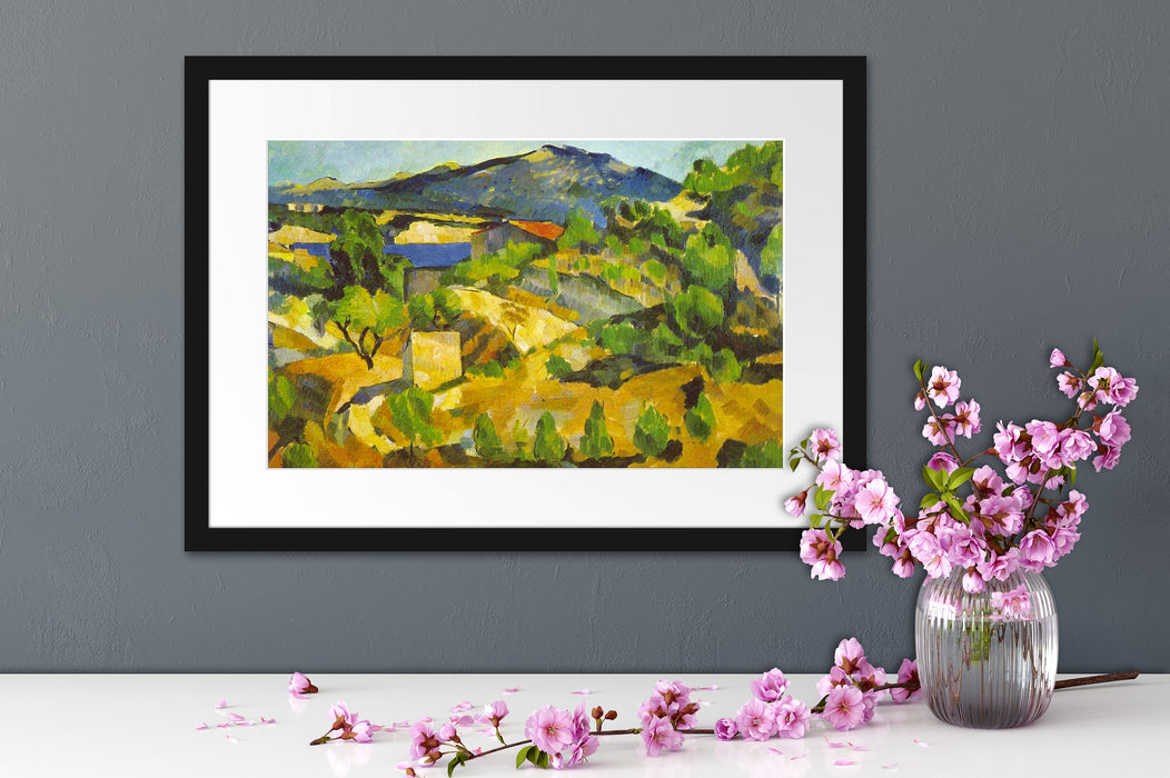 Paul Cézanne - Berge in der Provence Passepartout Dateil Rechteckig