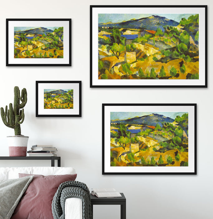 Paul Cézanne - Berge in der Provence Passepartout Wohnzimmer Rechteckig