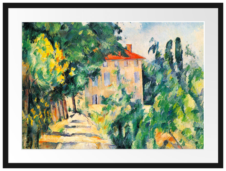 Paul Cézanne - Haus mit rotem Dach  Passepartout Rechteckig 80