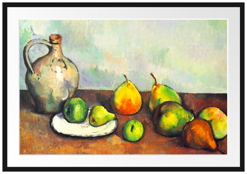 Paul Cézanne - Stillleben Krug und Früchte   Passepartout Rechteckig 100