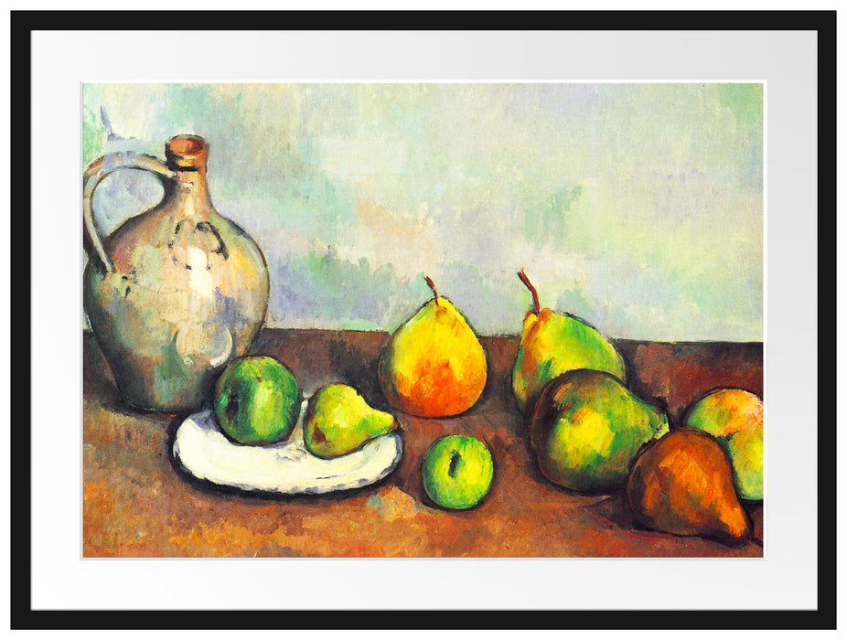 Paul Cézanne - Stillleben Krug und Früchte   Passepartout Rechteckig 80