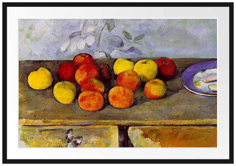 Paul Cézanne - Stillleben mit Äpfeln und Gebäck Passepartout Rechteckig 100