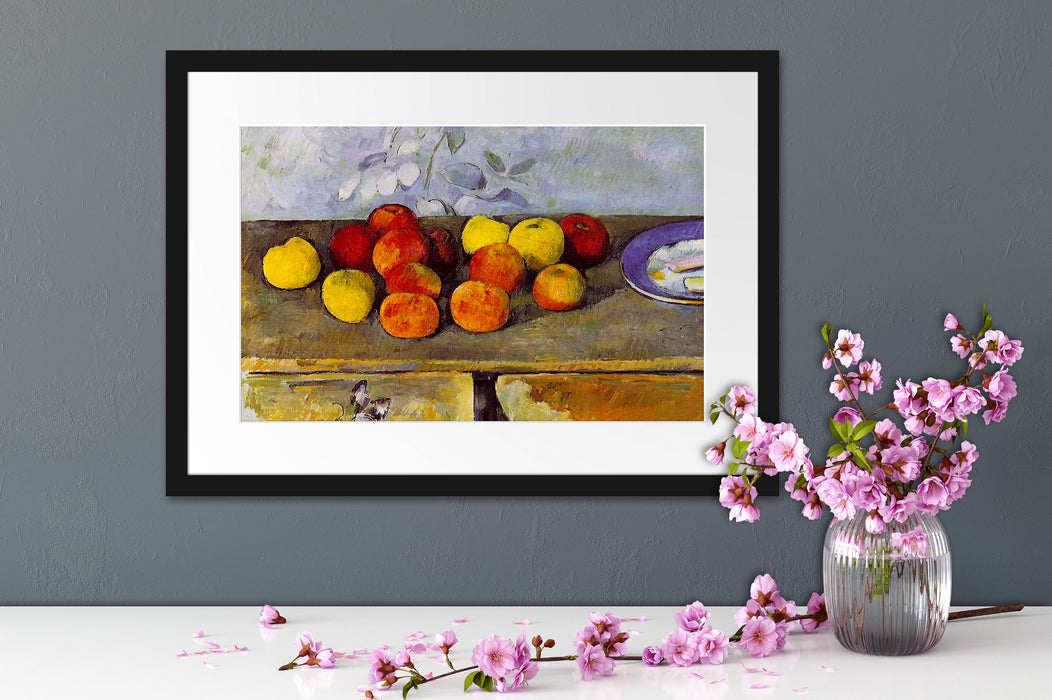 Paul Cézanne - Stillleben mit Äpfeln und Gebäck Passepartout Dateil Rechteckig